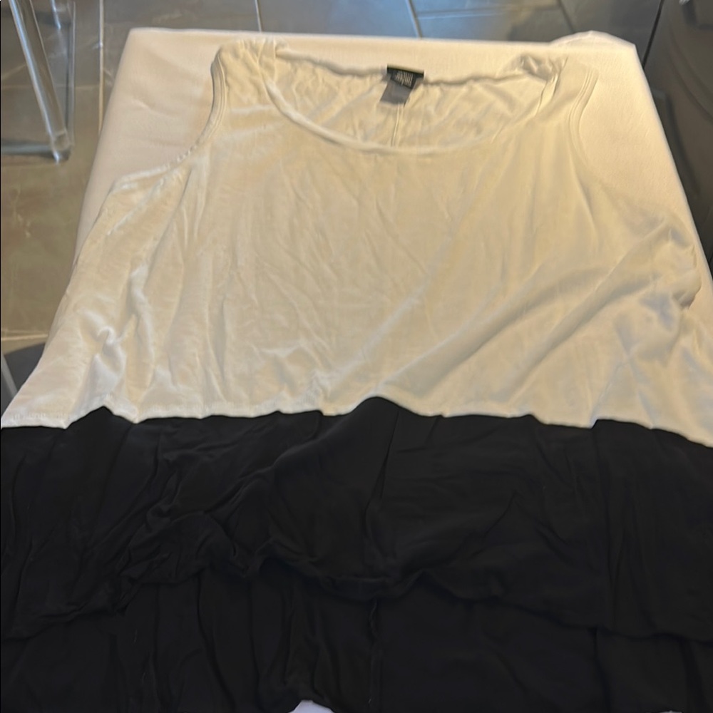 Torrid White Black Rayon Layered Tiered Tank Top EUC sz 2X